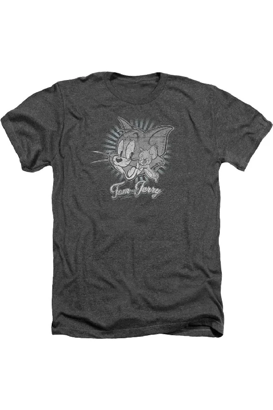 Men's Shirts with Adjustable CuffsTom And Jerry Classic Pals Adult Heather Tee / T-Shirt