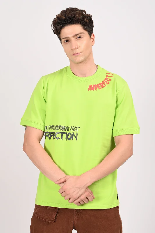 Men's Shirts with Asymmetrical HemlinesGreen Imperfect Half Sleeve T-shirt