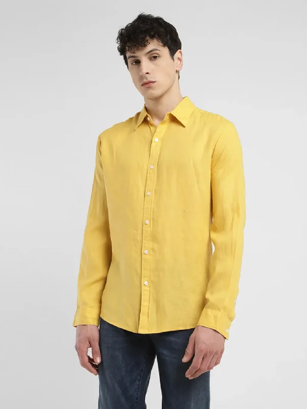 Men's Performance Fabric Shirts for All-Day ComfortMen's Solid Slim Fit Linen Shirt