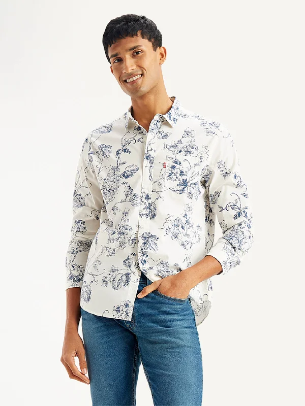 Versatile Men's Short-Sleeve ShirtsMen's Floral Print Regular Fit Shirt