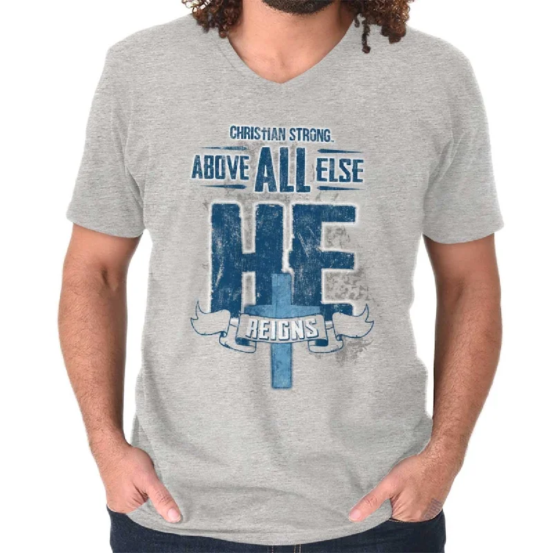 Men's Dressy Shirts for Formal EventsHe Reigns V-Neck T-Shirt