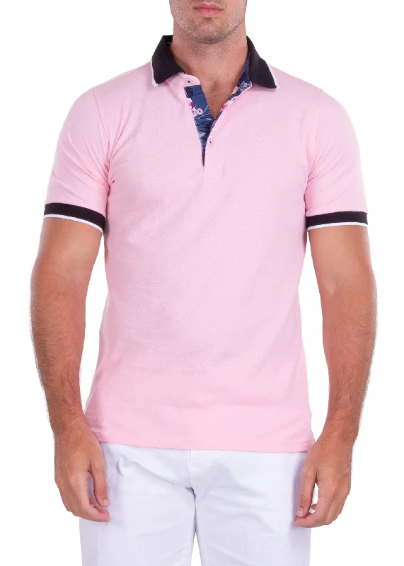 Comfortable Men's Polo ShirtsMen's Essentials Pink Short Sleeve Polo Shirt