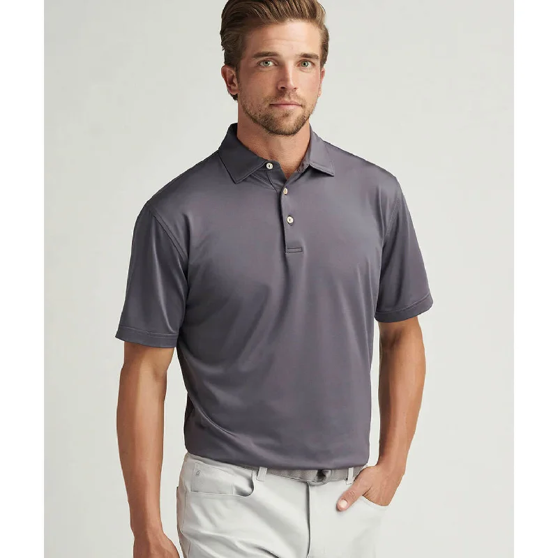 Solid-Colored Men's ShirtsPeter Millar Solid Performance Jersey Sean Self Collar Polo Shirt - Iron Solid-Colored Men's ShirtsPeter Millar Solid Performance Jersey Sean Self Collar Polo Shirt - Iron