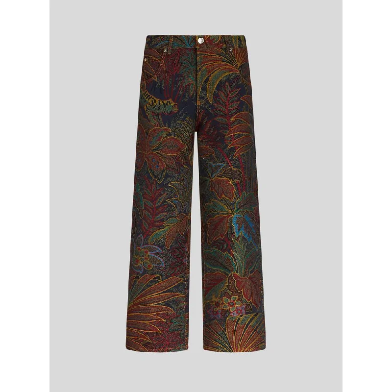 Premium Quality Men's Jeans for Every OccasionJACQUARD JEANS WITH FOLIAGE PATTERN