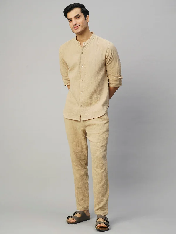Casual Men's ChinosMen's Khaki 100% Cotton Slim Fit Pant