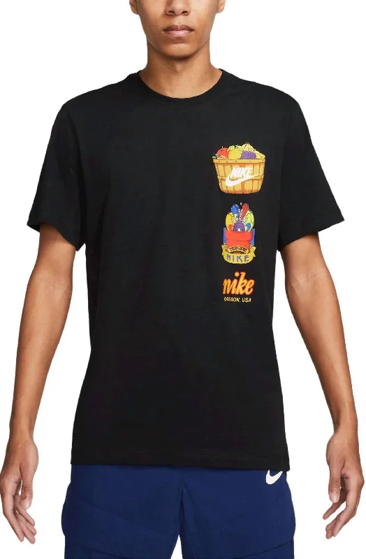 Men's Flowy Shirts for a Relaxed LookFruit Basket Pocket Short Sleeve T-Shirt In Black