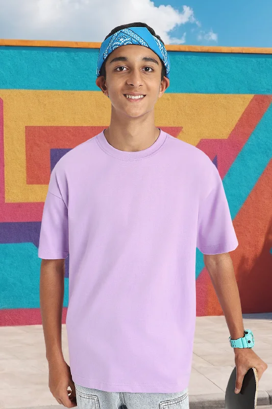 Striped Men's TopsLilac Solid Oversized Boys T-shirt