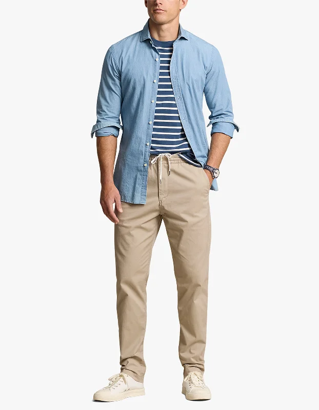 Men's Pants with Contrast WaistbandsPrepster Flat Front Pant - Khaki Tan