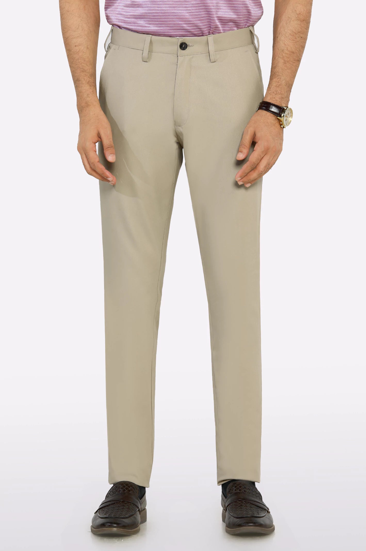 Men's Pants with SuspendersBeige Smart Fit Cotton Chino