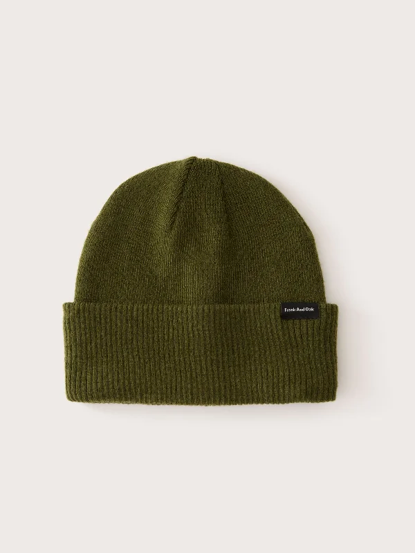 Big Size Fedora HatsThe Merino Wool Beanie in Dark Olive