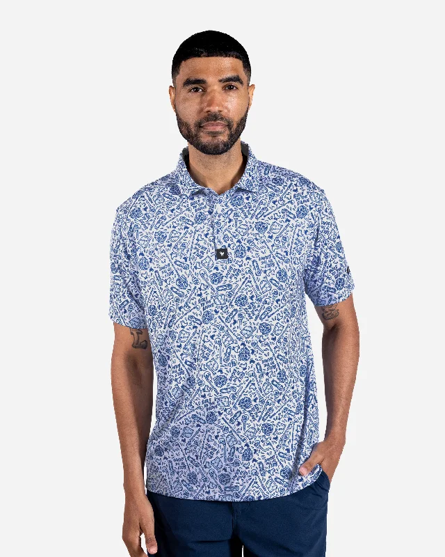 Men's Shirts with Pin CollarsBad Birdie x Liquid Death Blue Polo
