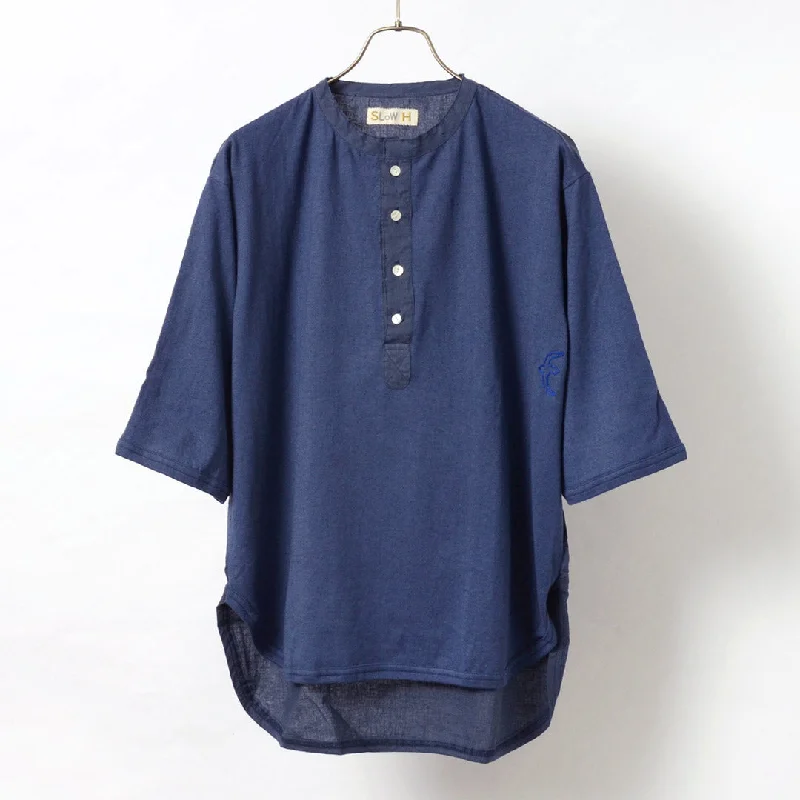 Men's Shirts with Adjustable HemlinesSLOW HANDS / Henry Neck Combi T-Shirt