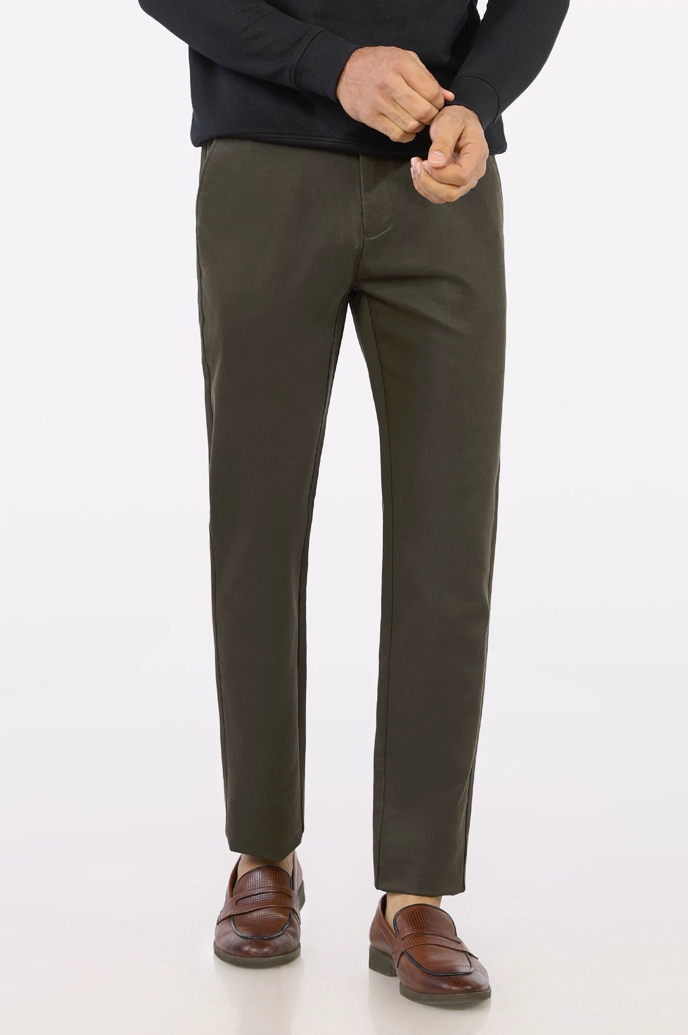 Men's Sports Pants for Active LifestylesGreen Smart Fit Cotton Chino