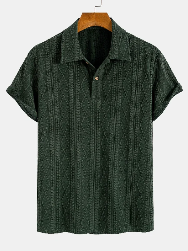 Men's Shirts for FishingKnitted Geometric Rhombus Jacquard Polo