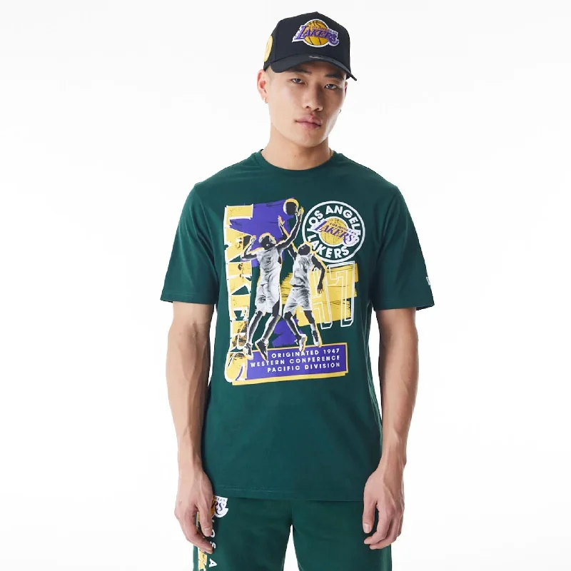 Patterned Men's Hawaiian ShirtsLA Lakers NBA Player Graphic Dark Green T-Shirt