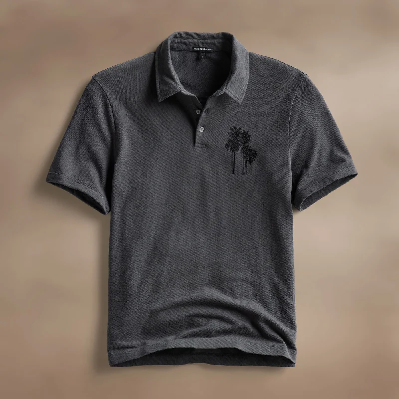 Durable Men's Work ShirtsPalm Tree Embroidered Polo - Magma/Black