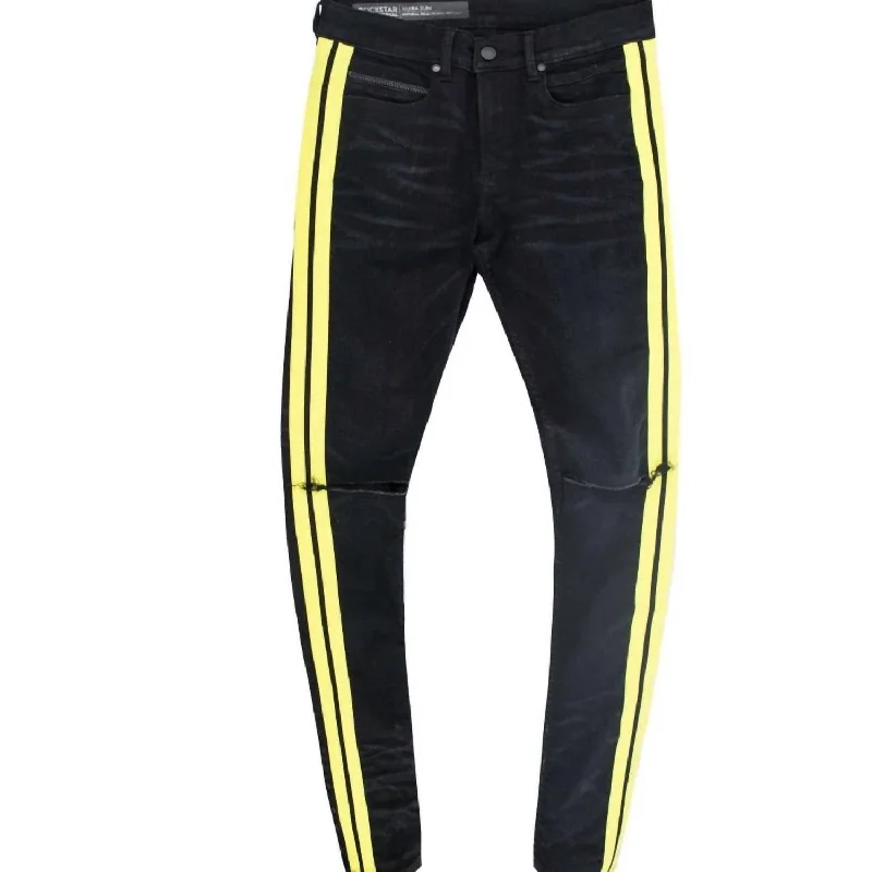 Inexpensive Men's JeansMen's Cedric Jean In Black/yellow