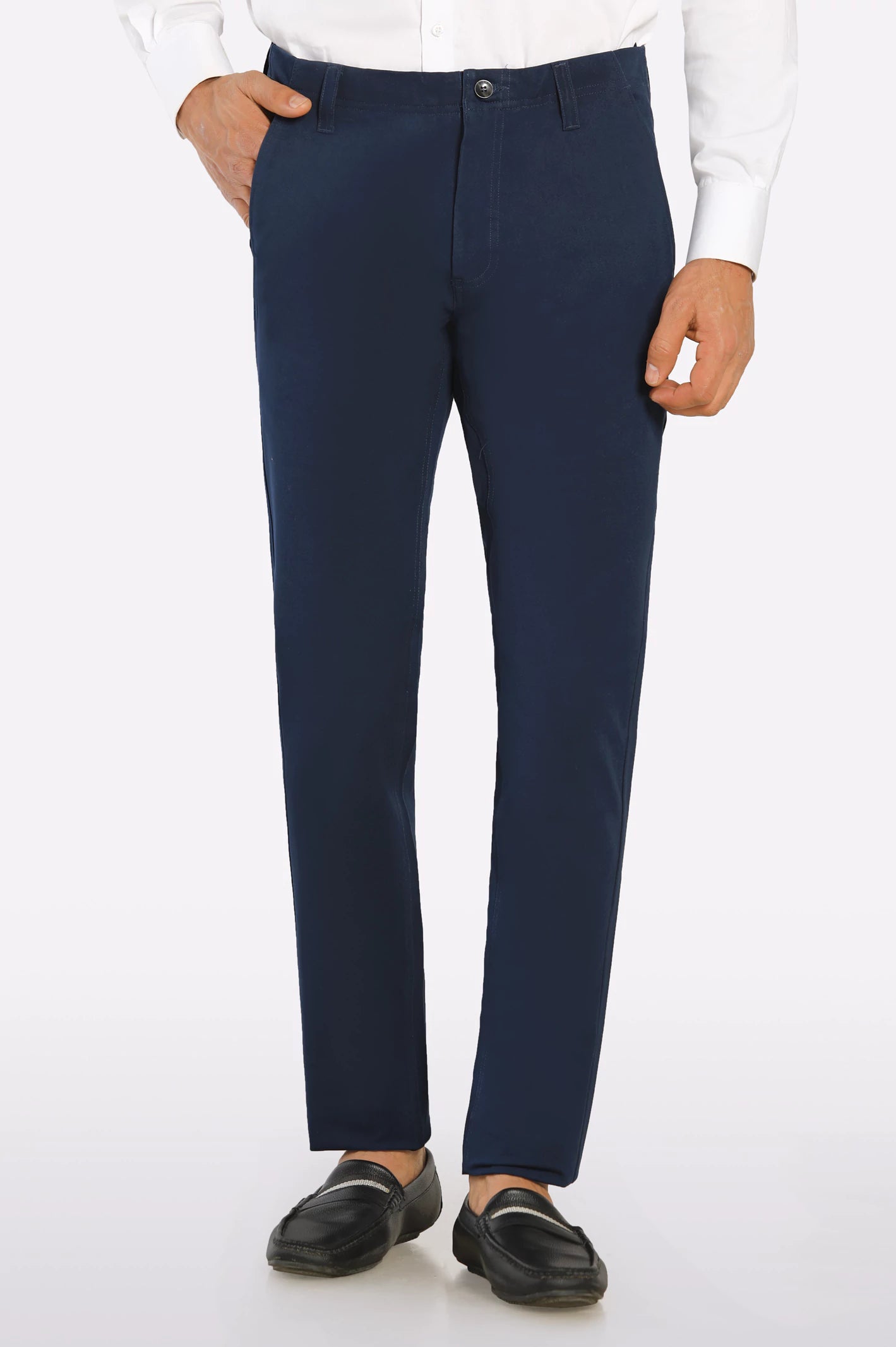 Men's Tailored Pants for a Sharp AppearanceNavy Blue Smart Fit Cotton Chino