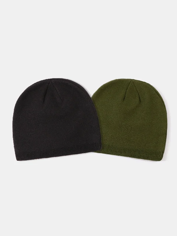 Customized Trucker Hats2 Pieces Solid Color Outdoor Cycling Warm Knit Beanie Hat