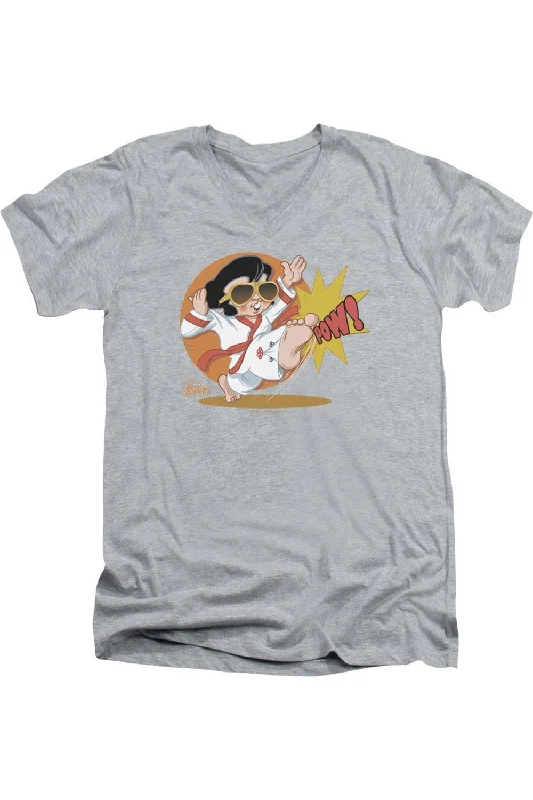 Men's Shirts with Pleated HemlinesElvis Presley Karate King Short Sleeve Adult V Neck T-Shirt Men's Shirts with Pleated HemlinesElvis Presley Karate King Short Sleeve Adult V Neck T-Shirt