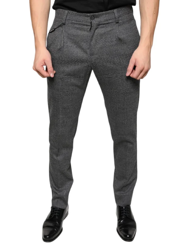 Winter Men's JeansDolce & Gabbana  Check Tartan Wool Skinny Men's Pants