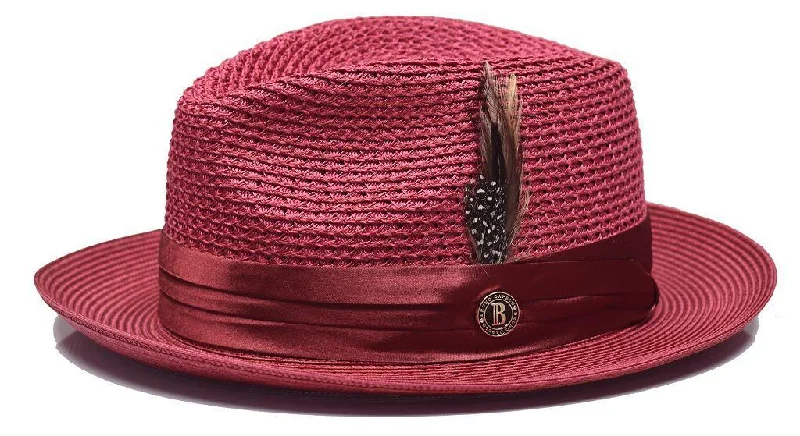 Warm Winter BeaniesBurgundy Fedora Braided Straw Hat