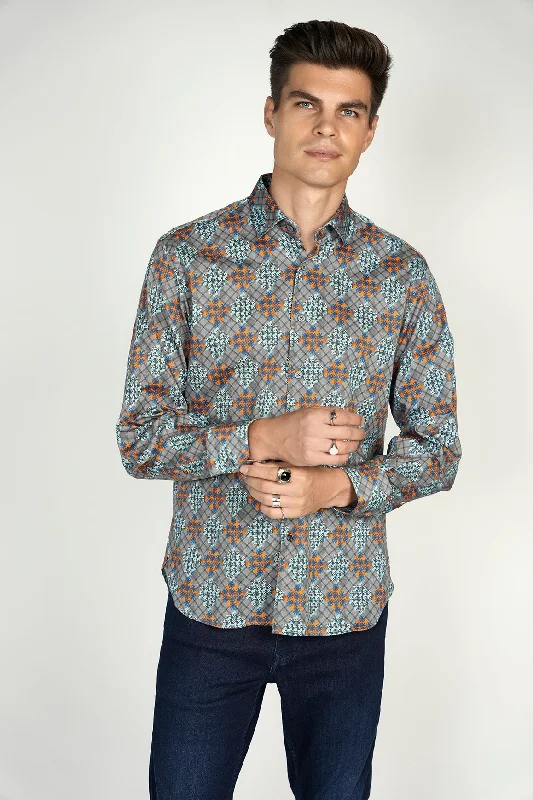 Comfortable Men's Flannel ShirtsGrey Teal Shirt Signature Collection