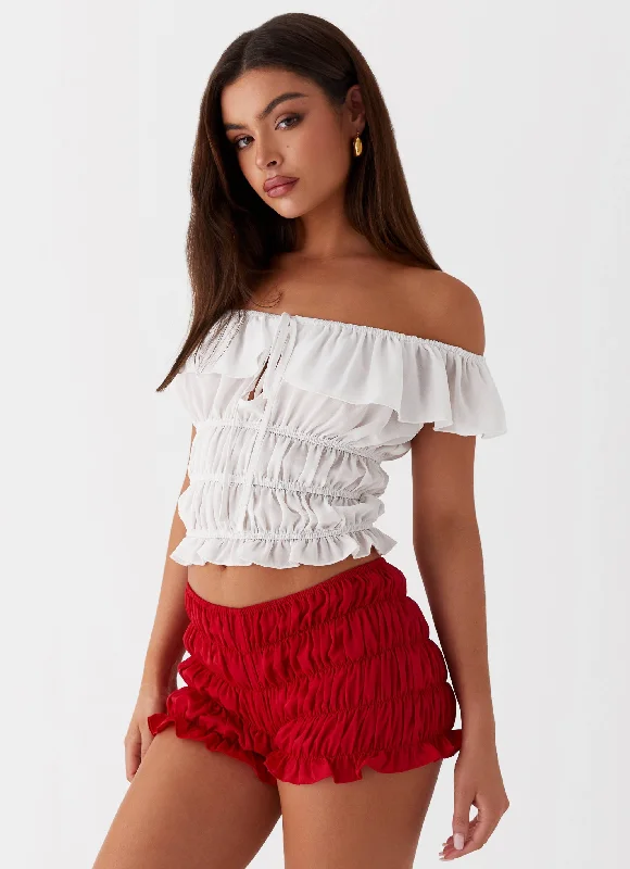 Men's Pants with Flat-Front DesignsGirls Like Us Ruched Mini Shorts - Red