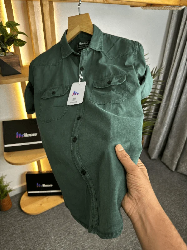 Men's Affordable Shirts for Budget-Friendly StyleDouble Pocket Denim Shirt Dark Olive Men's Affordable Shirts for Budget-Friendly StyleDouble Pocket Denim Shirt Dark Olive