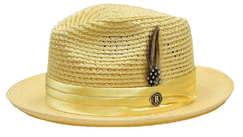 Youth Baseball HatsYellow Fedora Braided Straw Hat