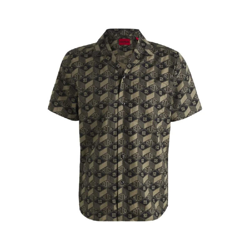 Men's Camping Shirts for Outdoor AdventuresRelaxed-fit shirt in cotton with geometric-logo print Men's Camping Shirts for Outdoor AdventuresRelaxed-fit shirt in cotton with geometric-logo print