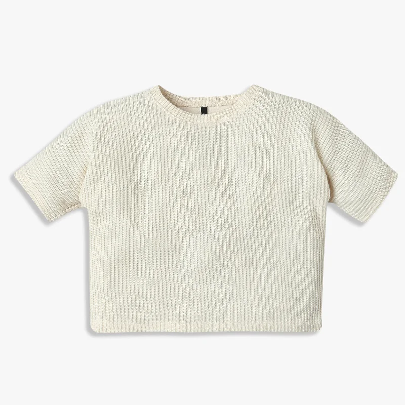 Men's Shirts with Belt LoopsGirls Jacquard Weekend Scoop Neck Crop T-Shirt