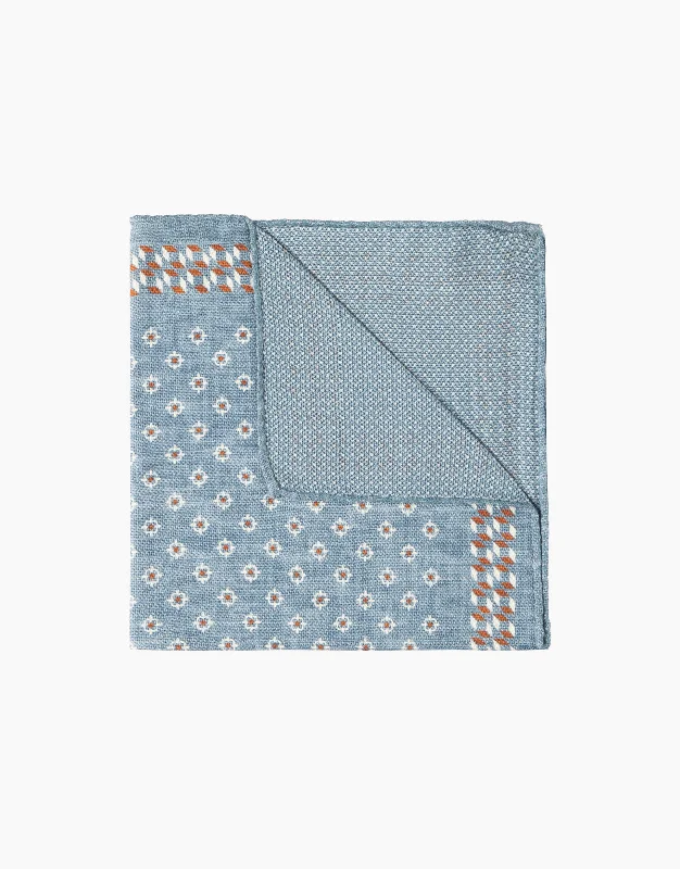 Blue Textured & Geometric Reversible Pocket Square