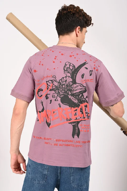 Men's Shirts with Belt LoopsPurple Imperfect Half Sleeve T-shirt