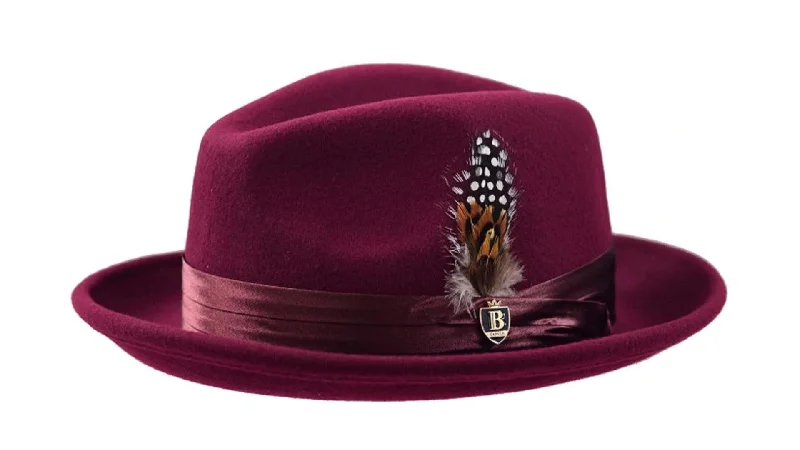 Retro Fedora CapsBurgundy Fedora Wool Felt Dress Hat