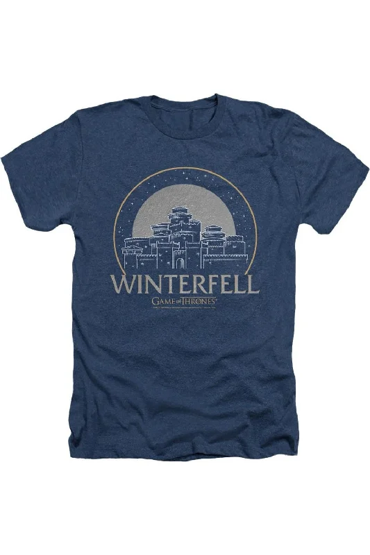 Men's Shirts with Adjustable HemlinesGame Of Thrones Winterfell Adult Heather Tee / T-Shirt