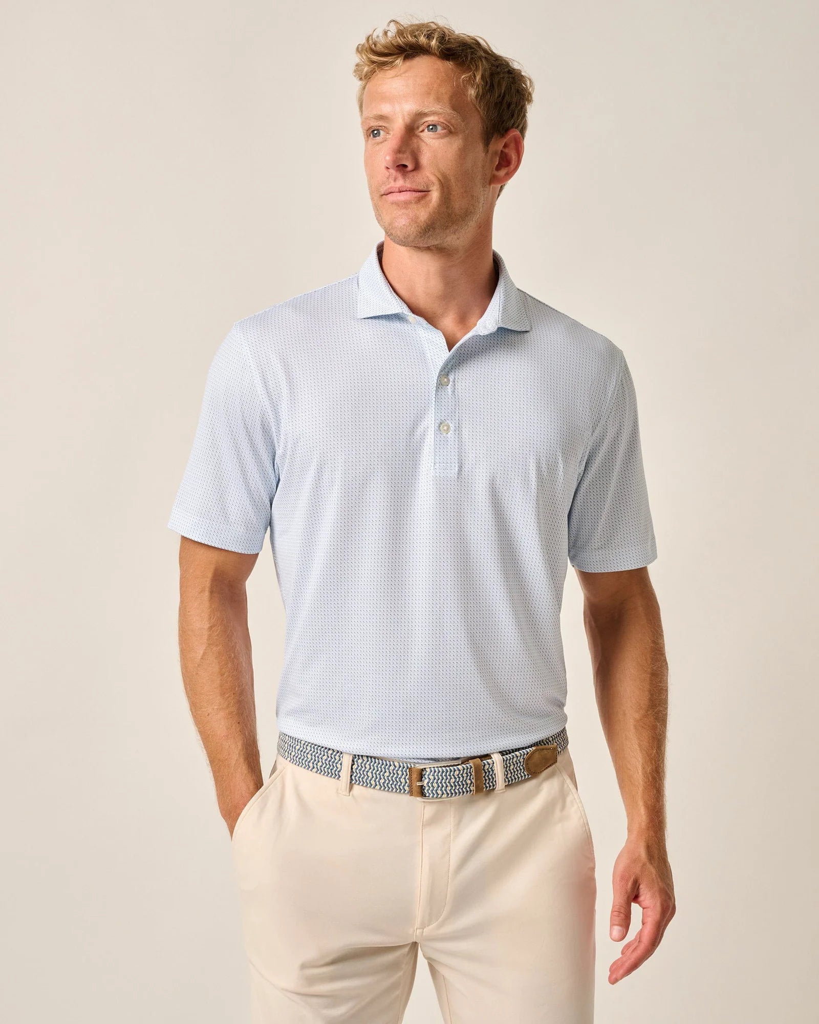 Men's Shirts with Tab CollarsJohnnie-O Tee Time Prep-Formance Polo Shirt - Barrels Blue