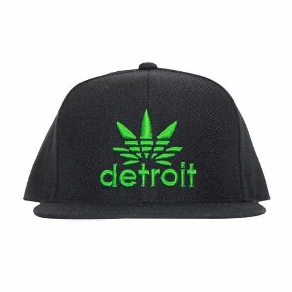 Sun-Protective Beach HatsInk Detroit Cannabis Snap Back Hat (Black/Green)