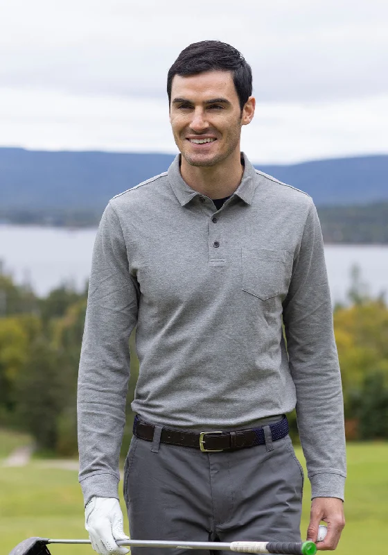 Men's Shirts with Custom MonogramsStretch Pique Long Sleeve Polo