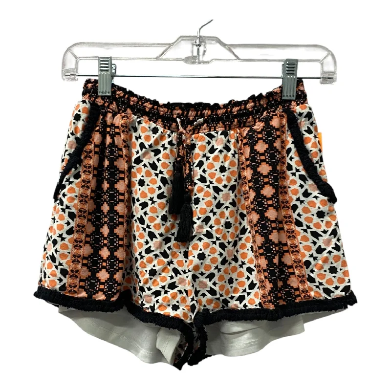 Men's Pants with Turn-Up CuffsShorts By Alya In Black & Orange, Size:S