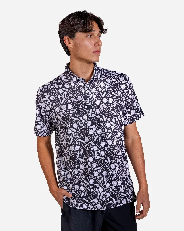 Men's Shirts with Hidden ButtonsBad Birdie x Liquid Death Black Polo