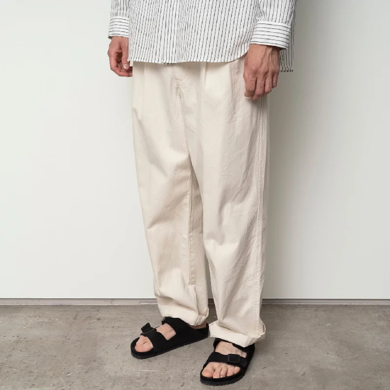 Men's Drawstring Pants for Adjustability10oz Denim 2 Tuck Pants | Ecru