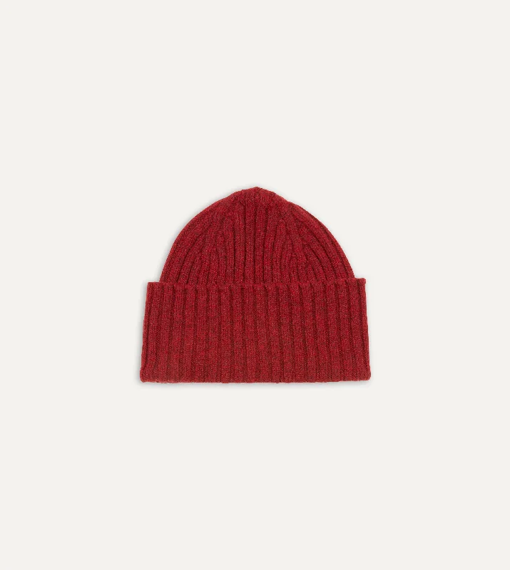 Formal Derby CapsRed Lambswool Ribbed Knit Cap