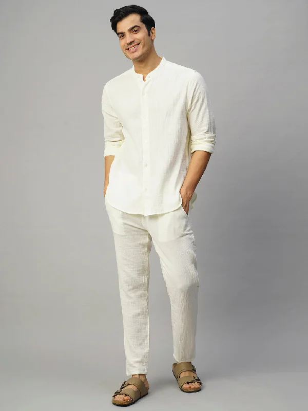 Stylish Men's Cargo PantsMen's White 100% Cotton Slim Fit Pant