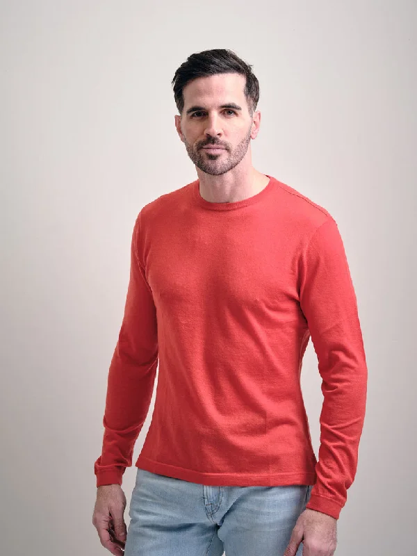 Men's Shirts with Mandarin CollarsFine Gauge Pure Cashmere Crewneck Long Sleeve Tee in Raspberry by Left Coast Tee Men's Shirts with Mandarin CollarsFine Gauge Pure Cashmere Crewneck Long Sleeve Tee in Raspberry by Left Coast Tee