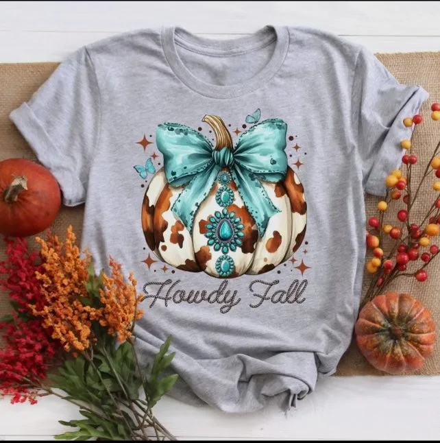 Stylish Men's HenleysT-Shirts - Howdy Fall Autumn Bow Pumpkin, Also Plus Size