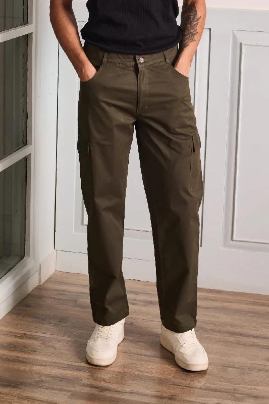 Men's Formal Trousers for BusinessNeedle Green Cargo