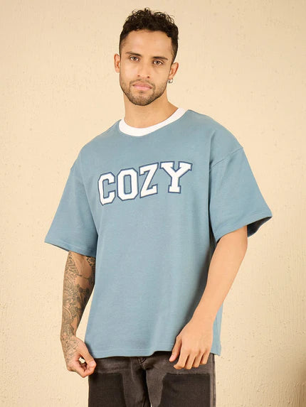 Men's Shirts with Hook-and-Loop ClosuresUnisex Cozy Embroidered Oversized T-shirt