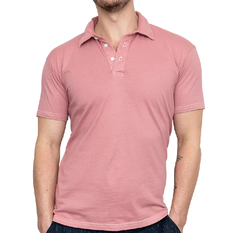 Men's Shirts with Embellished SleevesOrganic Cotton Jersey Polo Shirt in Sweet Pink