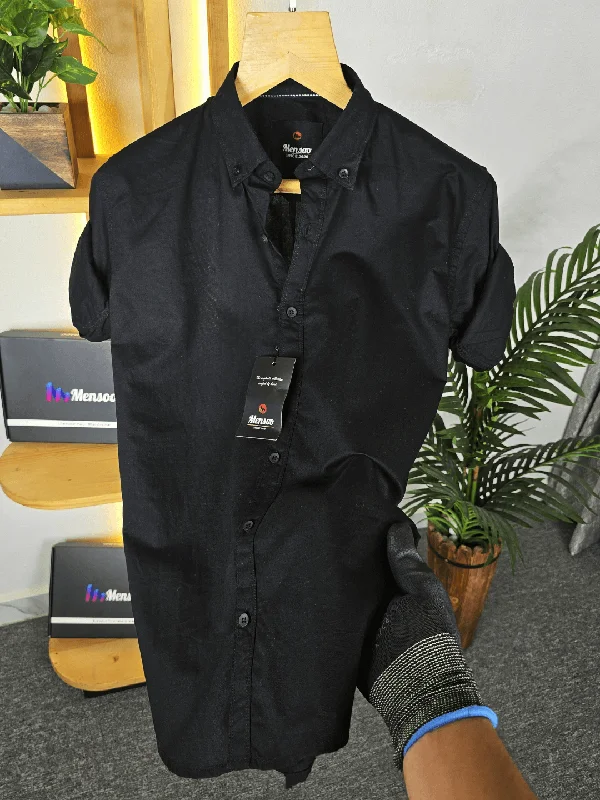 Men's Geometric Print Shirts for a Modern TwistClose weave Cotton-Linen Shirt - Black Men's Geometric Print Shirts for a Modern TwistClose weave Cotton-Linen Shirt - Black